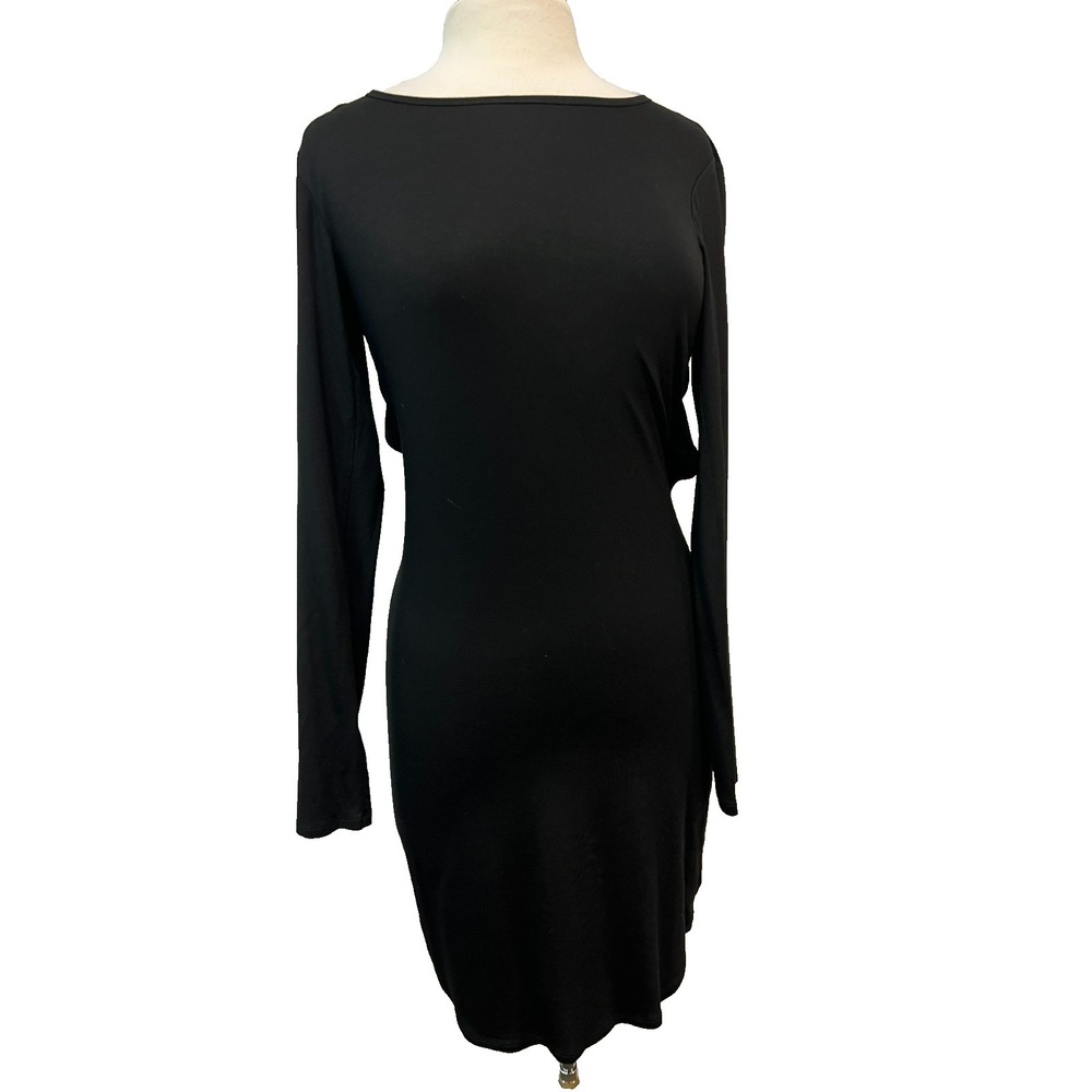 Trina Turk Open Back Dress Black Jersey Knit Scoop Neck Long‎ Sleeves Lined SZ S